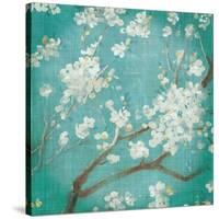 White Cherry Blossoms I on Blue Aged No Bird-Danhui Nai-Stretched Canvas