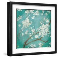 White Cherry Blossoms I on Blue Aged No Bird-Danhui Nai-Framed Art Print