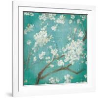 White Cherry Blossoms I on Blue Aged No Bird-Danhui Nai-Framed Art Print