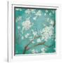 White Cherry Blossoms I on Blue Aged No Bird-Danhui Nai-Framed Art Print