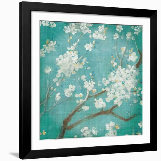 White Cherry Blossoms I on Blue Aged No Bird-Danhui Nai-Framed Art Print