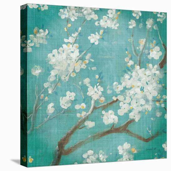 White Cherry Blossoms I on Blue Aged No Bird-Danhui Nai-Stretched Canvas