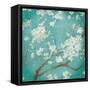 White Cherry Blossoms I on Blue Aged No Bird-Danhui Nai-Framed Stretched Canvas