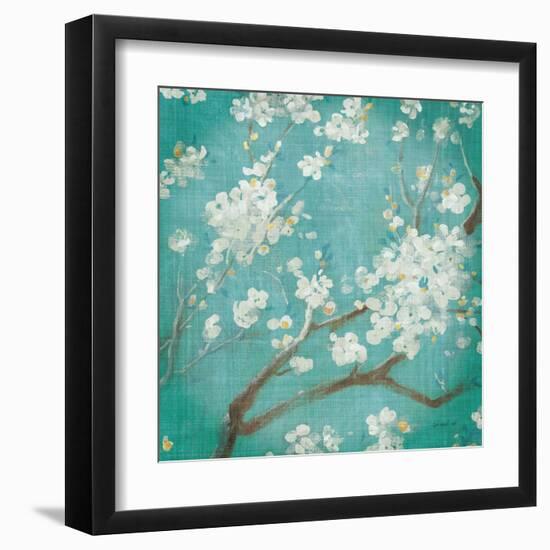 White Cherry Blossoms I on Blue Aged No Bird-Danhui Nai-Framed Art Print