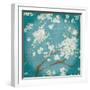 White Cherry Blossoms I on Teal Aged no Bird-Danhui Nai-Framed Art Print