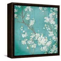 White Cherry Blossoms II on Blue Aged No Bird-Danhui Nai-Framed Stretched Canvas