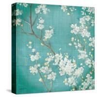 White Cherry Blossoms II on Blue Aged No Bird-Danhui Nai-Stretched Canvas