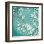 White Cherry Blossoms II on Blue Aged No Bird-Danhui Nai-Framed Art Print