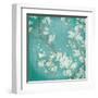 White Cherry Blossoms II on Blue Aged No Bird-Danhui Nai-Framed Art Print