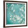 White Cherry Blossoms II on Blue Aged No Bird-Danhui Nai-Framed Art Print