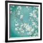 White Cherry Blossoms II on Blue Aged No Bird-Danhui Nai-Framed Art Print