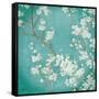 White Cherry Blossoms II on Blue Aged No Bird-Danhui Nai-Framed Stretched Canvas