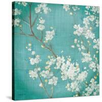 White Cherry Blossoms II on Blue Aged No Bird-Danhui Nai-Stretched Canvas