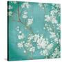 White Cherry Blossoms II on Blue Aged No Bird-Danhui Nai-Stretched Canvas