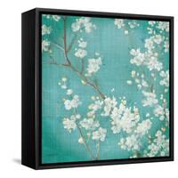 White Cherry Blossoms II on Blue Aged No Bird-Danhui Nai-Framed Stretched Canvas