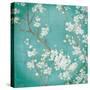 White Cherry Blossoms II on Blue Aged No Bird-Danhui Nai-Stretched Canvas