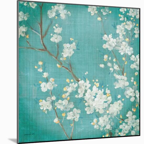 White Cherry Blossoms II on Blue Aged No Bird-Danhui Nai-Mounted Art Print