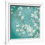 White Cherry Blossoms II on Blue Aged No Bird-Danhui Nai-Framed Art Print