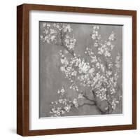 White Cherry Blossoms II on Grey Crop-Danhui Nai-Framed Art Print