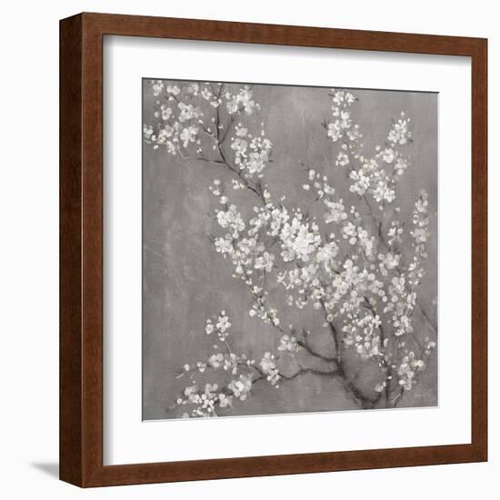 White Cherry Blossoms II on Grey Crop-Danhui Nai-Framed Art Print