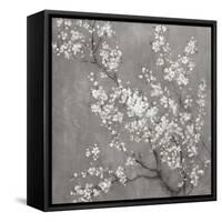 White Cherry Blossoms II on Grey Crop-Danhui Nai-Framed Stretched Canvas