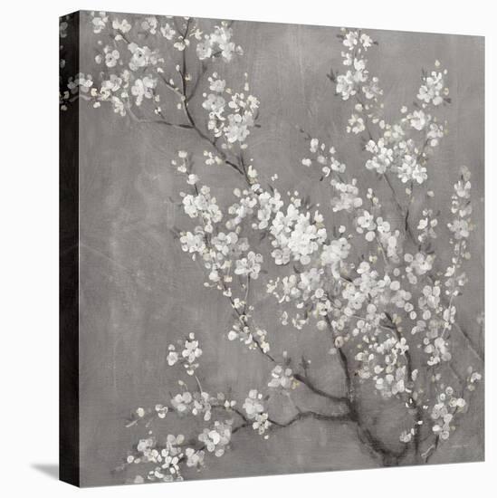 White Cherry Blossoms II on Grey Crop-Danhui Nai-Stretched Canvas