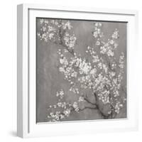 White Cherry Blossoms II on Grey Crop-Danhui Nai-Framed Art Print