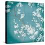 White Cherry Blossoms II on Teal Aged no Bird-Danhui Nai-Stretched Canvas