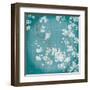 White Cherry Blossoms II on Teal Aged no Bird-Danhui Nai-Framed Art Print