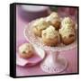 White Chocolate Muffins on Cake Stand-Michael Paul-Framed Stretched Canvas