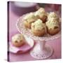 White Chocolate Muffins on Cake Stand-Michael Paul-Stretched Canvas