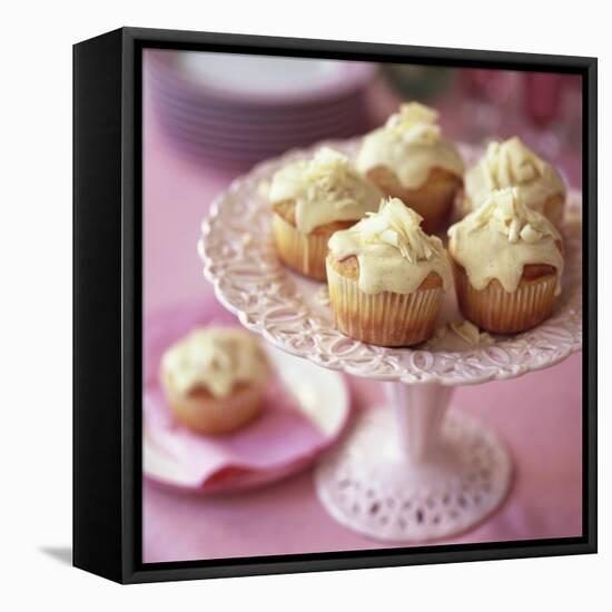 White Chocolate Muffins on Cake Stand-Michael Paul-Framed Stretched Canvas