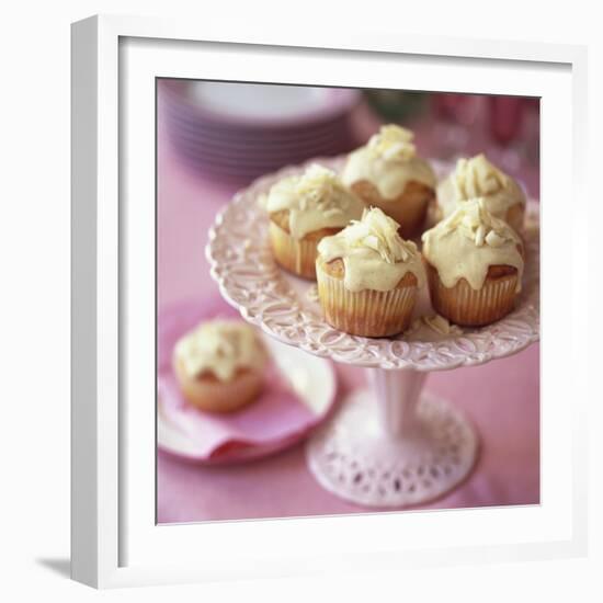 White Chocolate Muffins on Cake Stand-Michael Paul-Framed Photographic Print