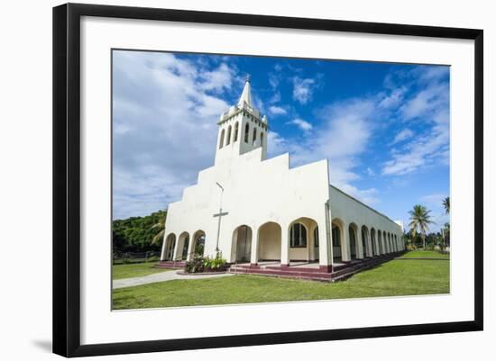 White Christian Church in Haapai, Haapai Islands, Tonga, South Pacific, Pacific-Michael Runkel-Framed Photographic Print