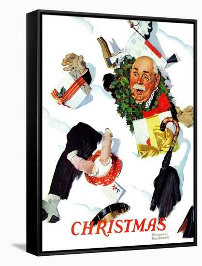 "White Christmas", December 25,1937-Norman Rockwell-Framed Stretched Canvas