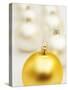 White Christmas tree decorations and a yellow one-null-Stretched Canvas