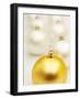 White Christmas tree decorations and a yellow one-null-Framed Photographic Print