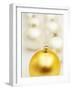 White Christmas tree decorations and a yellow one-null-Framed Photographic Print