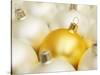 White Christmas tree decorations and a yellow one-null-Stretched Canvas