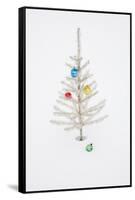 White Christmas Tree in Snow-null-Framed Stretched Canvas