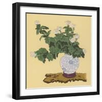 White Chrysanthemum an Autumn Arrangement-Koun Ohara-Framed Art Print