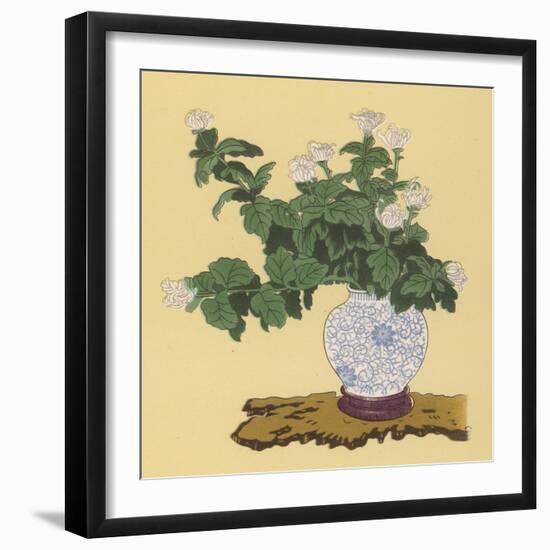 White Chrysanthemum an Autumn Arrangement-Koun Ohara-Framed Art Print