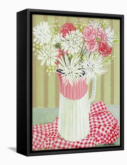 White Chrysanthemums and Spray, 2008-Joan Thewsey-Framed Stretched Canvas