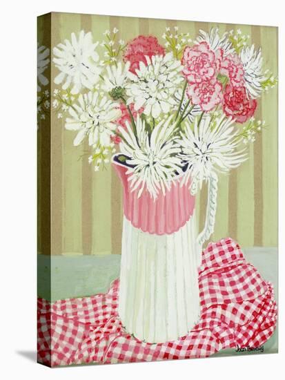 White Chrysanthemums and Spray, 2008-Joan Thewsey-Stretched Canvas