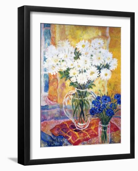 White Chrysanthemums-Lorraine Platt-Framed Giclee Print