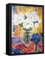 White Chrysanthemums-Lorraine Platt-Framed Stretched Canvas