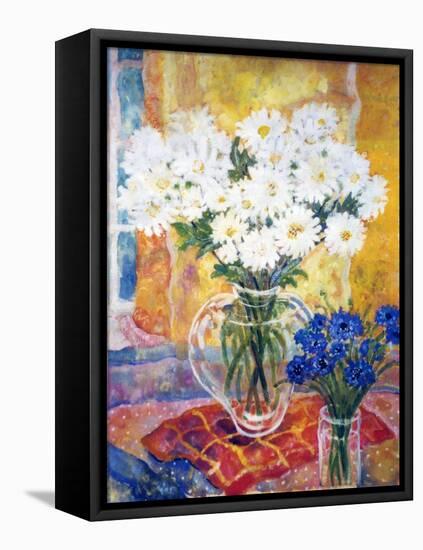 White Chrysanthemums-Lorraine Platt-Framed Stretched Canvas