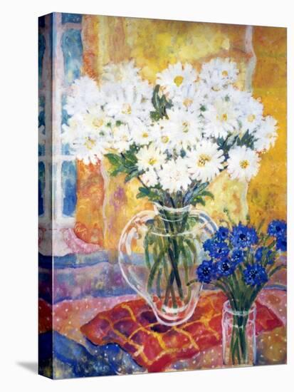 White Chrysanthemums-Lorraine Platt-Stretched Canvas