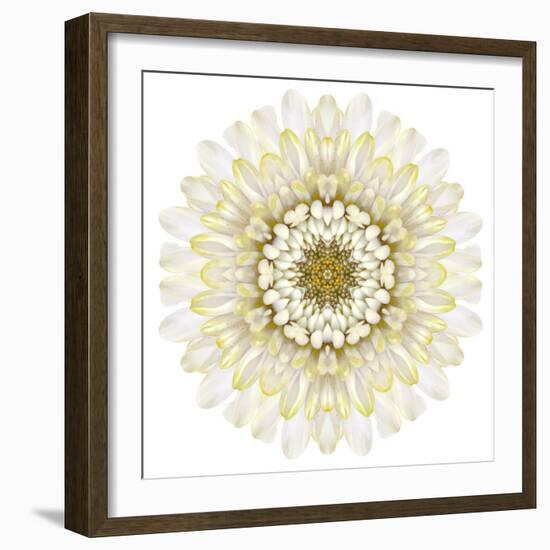 White Chrysathemum Mandala Flower Kaleidoscopic-tr3gi-Framed Art Print