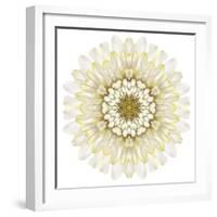 White Chrysathemum Mandala Flower Kaleidoscopic-tr3gi-Framed Art Print